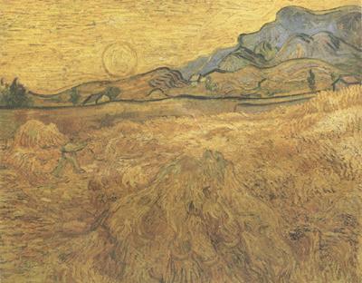 Vincent Van Gogh Wheat Field wtih Reaper and Sun (nn04)